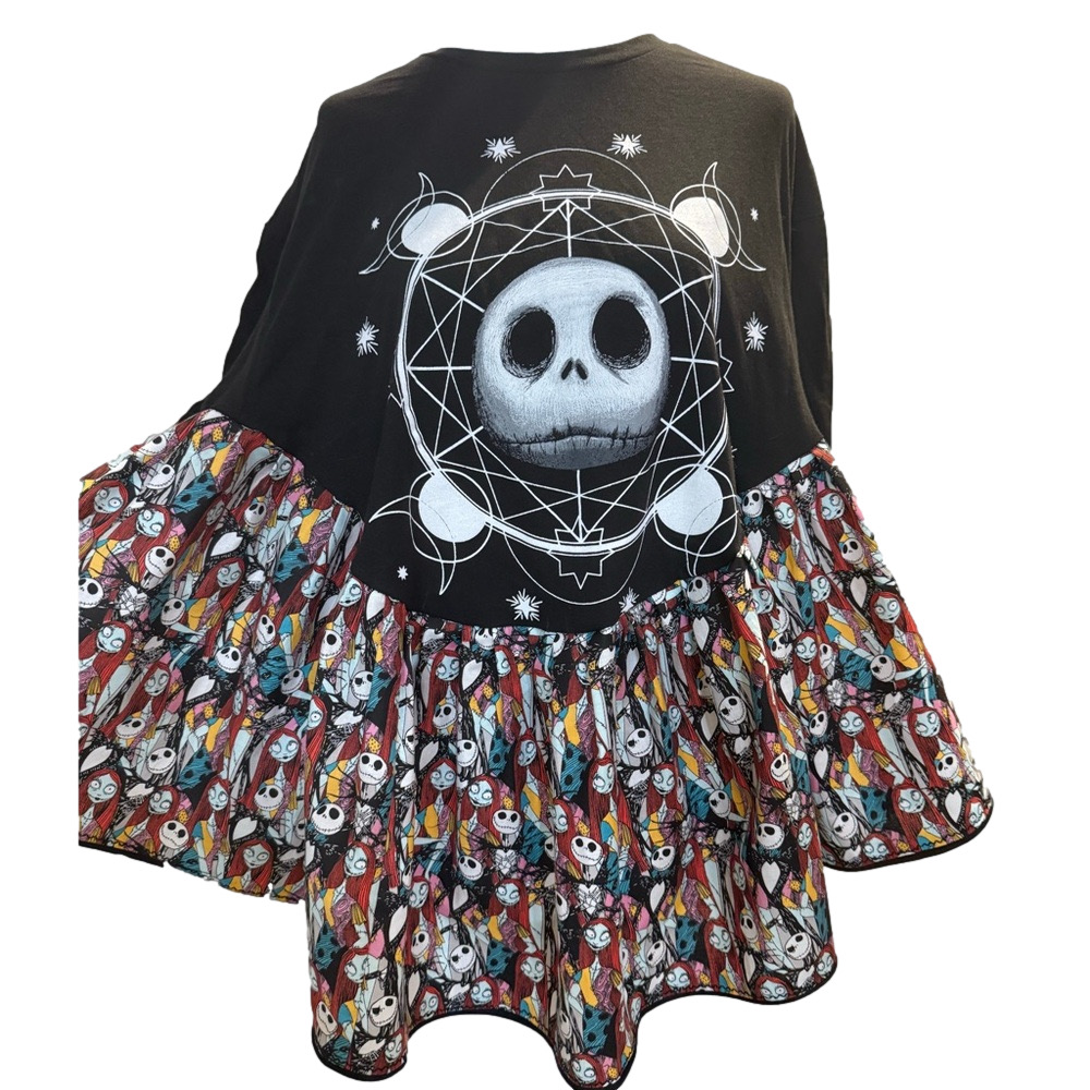 NIGHTMARE BEFORE CHRISTMAS Women’s Boho Ruffle bottom tunic OOAK